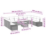 vidaXL Ensemble de Canapé de Jardin de 11 Pièces avec Coussins Beige Poly Rattan