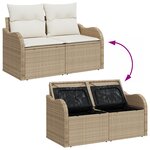 vidaXL Ensemble de Canapés de Jardin de 6 Pièces avec Coussins Beige Rattan Poly