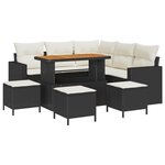 vidaXL Ensemble de Canapés de Jardin de 9 Pièces avec Coussins Noir Poly Rattan Acacia