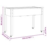 vidaXL Jardinière sur roues avec doublure gris 118x59x80 cm bois sapin