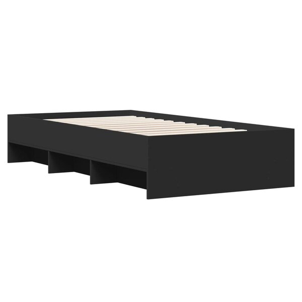 vidaXL Cadre de lit noir 100x200 cm bois d'ingénierie