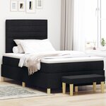 vidaXL Lit à Ressorts avec Matelas et Banc Noir 120x200 cm Tissu