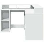 Bureau table poste de travail meuble d'ordinateur informatique étude avec lumières LED 130 x 130 x 91 cm bois d'ingénierie blanc 02_0023405