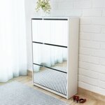 vidaXL Meuble à chaussures 3 étagères 63x17x102 5 cm Miroir Blanc