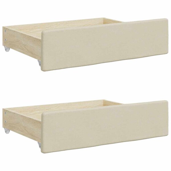 vidaXL Tiroirs de lit 2 Pièces crème bois d'ingénierie et similicuir