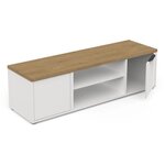 Banc TV ACCESS - 2 Portes + 1 Niche - chêne Hamilton et blanc - 134 8 x 39 6 x 39 1 cm