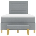 vidaXL Lit à ressorts avec matelas et banc Gris clair 120x200 cm Tissu