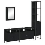 vidaXL Ensemble de meubles salle de bain 4 Pièces noir bois d'ingénierie