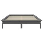 vidaXL Cadre de lit Gris 120x190 cm Bois pin massif Petit Double