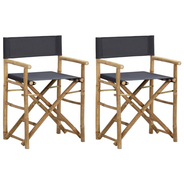 vidaXL Chaises pliables de directeur lot de 2 Gris foncé Bambou tissu