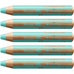 Crayon multi-talents woody 3en1  rond  bleu pastel x 5 stabilo