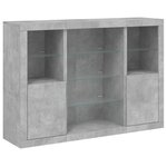 vidaXL Buffets avec lumières LED 3 Pièces gris béton bois d'ingénierie