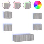 vidaXL Meuble TV muraux 5 Pièces avec lumières LED sonoma gris