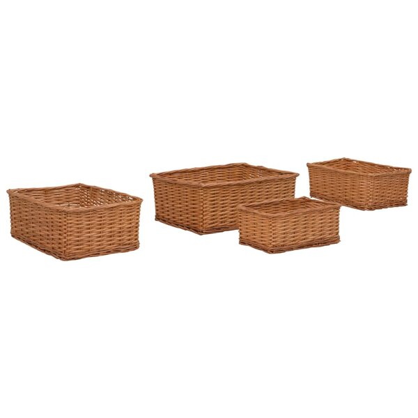 vidaXL Ensemble de paniers gigognes 4 Pièces Marron Saule