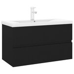 vidaXL Armoire d'évier avec lavabo intégré noir bois d'ingénierie