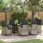 vidaXL Ensemble de salle à manger de jardin en 7 pièces avec coussins gris clair poly rattan