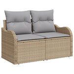 Ensemble de canapé de jardin de 13 pièces avec coussins beige poly rotin acacia