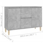 vidaXL Buffet gris béton 101x35x70 cm bois d'ingénierie
