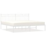 vidaXL Cadre de lit métal avec tête de lit blanc 183x213 cm