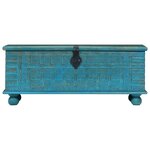 vidaXL Coffre de rangement Bois de manguier massif 100x40x41 cm Bleu