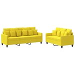 vidaXL Ensemble de canapés 2 Pièces avec coussins Jaune clair Tissu