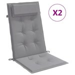 vidaXL Coussins de chaise à dossier haut lot de 2 gris tissu oxford