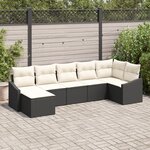 vidaXL Ensemble de Salle à Manger de Jardin de 7 Pièces avec Coussins Noir Rattan Poly