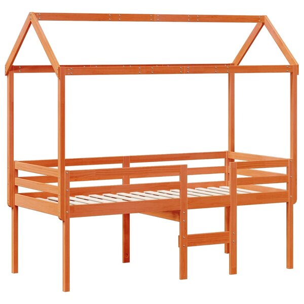 vidaXL Lit haut sans matelas cire marron 80x200 cm bois de pin massif