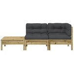vidaXL Canapé de jardin avec coussins et repose-pied bois pin imprégné