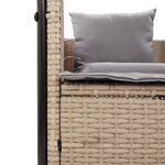 vidaXL Chaise longue double avec toit et rideaux beige résine tressée