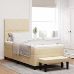 vidaXL Lit à ressorts avec matelas et banc crème 100x200 cm Tissu