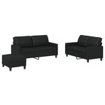 vidaXL Ensemble de canapés 3 Pièces avec coussins Noir Similicuir