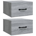 vidaXL Tables de chevet murales 2 Pièces Sonoma gris 35x35x20 cm