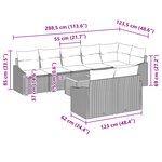 vidaXL Ensemble de Canapés de Jardin 9 pièces avec Coussins Gris Poly Rattan Acacia