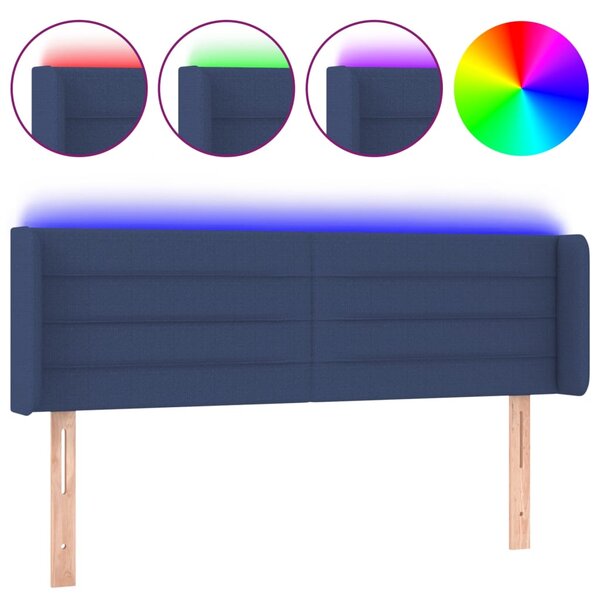 vidaXL Tête de lit à LED Bleu 147x16x78/88 cm Tissu