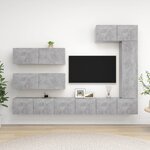 vidaXL Ensemble de meubles TV 7 Pièces Gris béton Bois d'ingénierie
