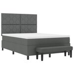 vidaXL Lit à ressorts avec Matelas & Banc Gris Foncé 160x200 cm Tissu