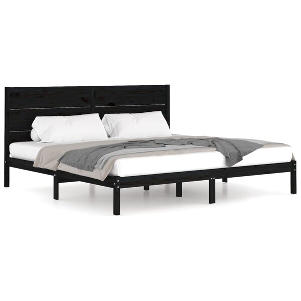 vidaXL Cadre de lit Noir Bois de pin massif 200x200 cm