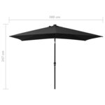 vidaXL Parasol de jardin avec LED et mât en acier noir 2x3 m