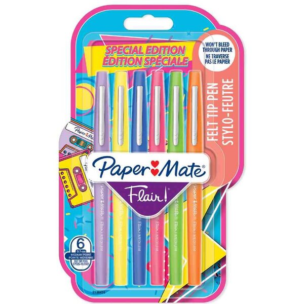 Stylo feutre Flair RETRO  étui de 6 Paper Mate