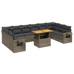 vidaXL Salon de jardin 11 Pièces avec coussins gris résine tressée
