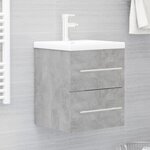 vidaXL Armoire d'évier avec lavabo intégré Gris béton Aggloméré