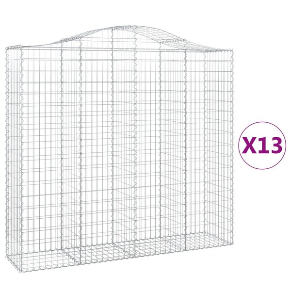 vidaXL Paniers à gabions arqués 13 Pièces 200x50x180/200 cm Fer galvanisé