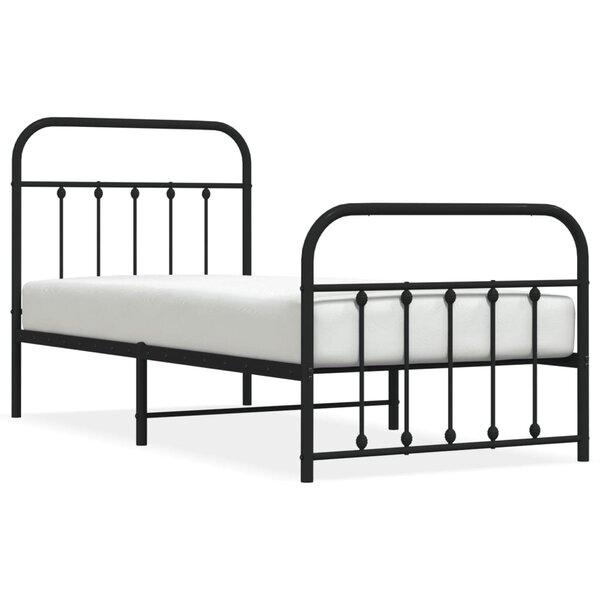 vidaXL Cadre de lit métal sans matelas avec pied de lit noir 90x190 cm