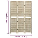 vidaXL Cloison de séparation 3 panneaux 105x165 cm Bois de Paulownia