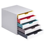 Module de classement Varicolor 5 tiroirs - Gris / liserés multicolores