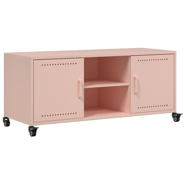 vidaXL Meuble TV rose 100 5x39x43 5 cm acier laminé à froid