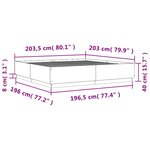 vidaXL Cadre de lit chêne fumé 200x200 cm bois d'ingénierie