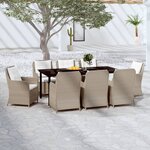 vidaXL Ensemble de salle à manger de jardin 9 Pièces Marron