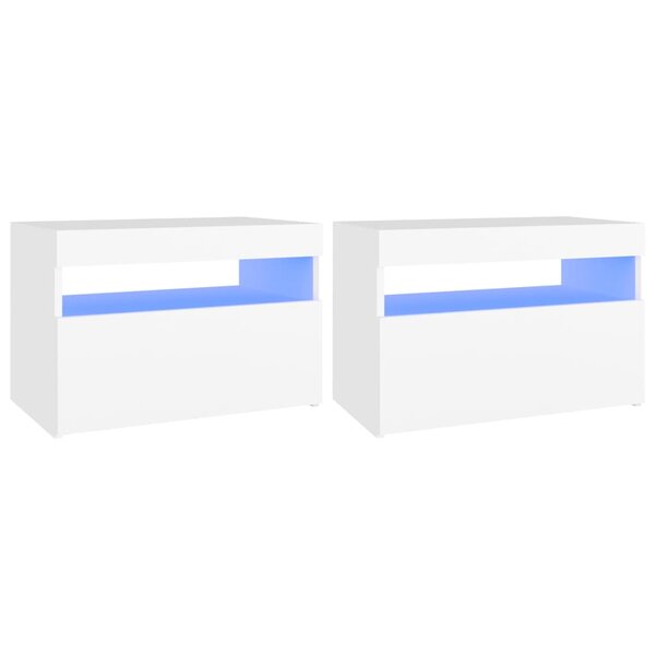 vidaXL Meubles TV avec lumières LED 2 Pièces Blanc 60x35x40 cm